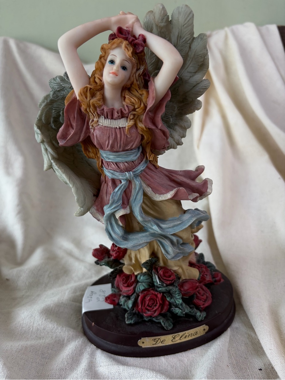Pink Angel Sculpture - Hand-Painted Home Art